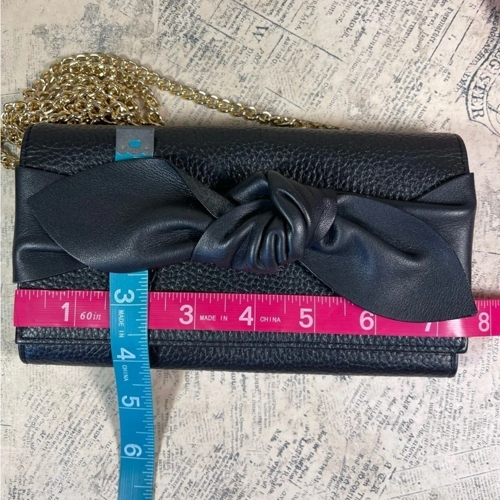 Ted Baker Cimmy Black Leather Knotted Crossbody Matinee Wallet on Chain